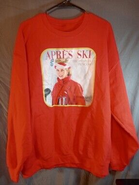 Women's Red Apres Ski Graphic Oversized Sweatshirt-Princess Daina
